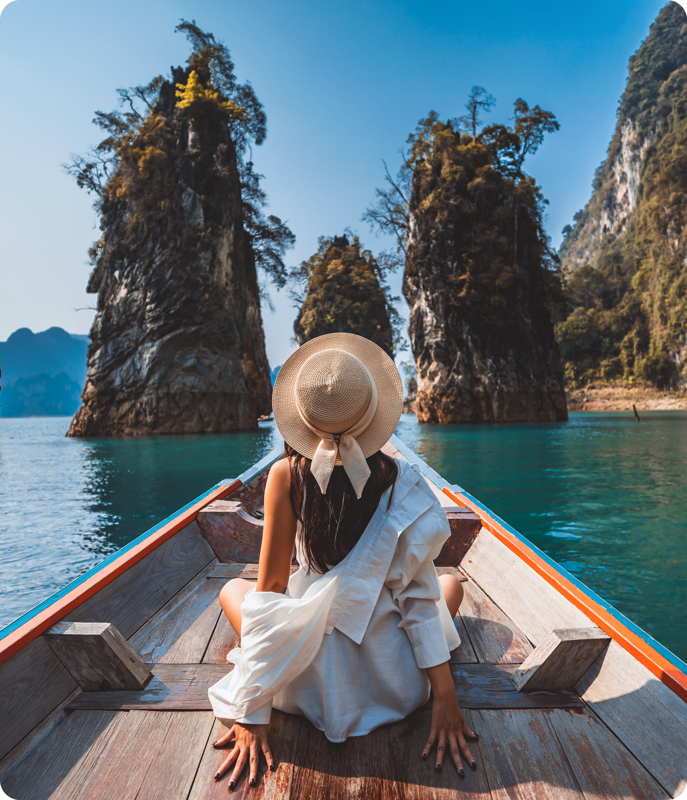 Woman travelling on a boat